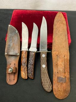 Trio of Vintage Remington Fixed Blade Knives, 2x RH-4 & 1x RH-6