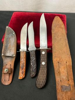 Trio of Vintage Remington Fixed Blade Knives, 2x RH-4 & 1x RH-6