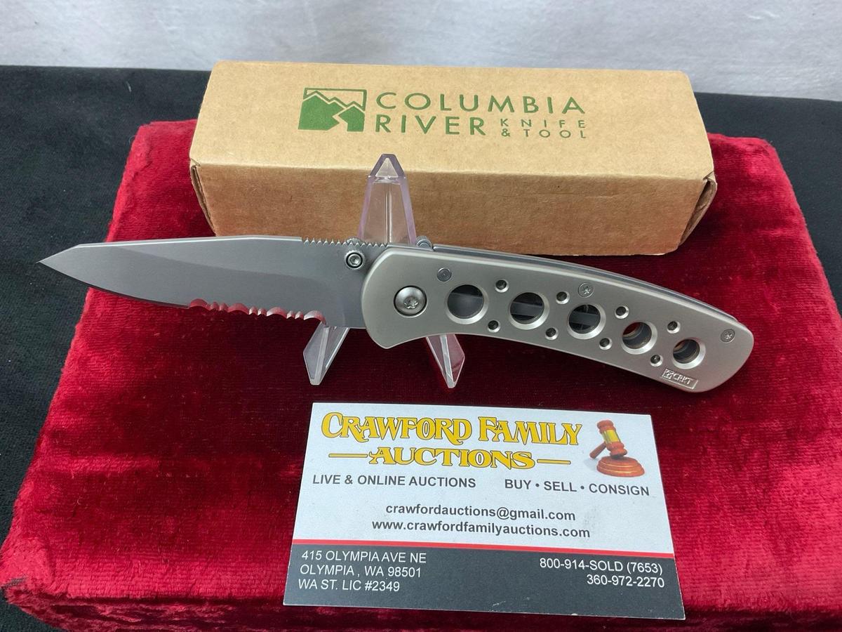 CRKT 14K Summit Mt. Rainier Liner Lock Knife, Stainless Finish NIB