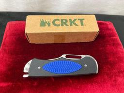 CRKT Edgie 2 Self Sharpening Lockback Knife Blue, NIB