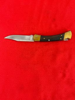 Modern Buck 3.5" Steel Folding Blade Pocket Knife Model 110+ w/ Nylon Sheath. See pics.
