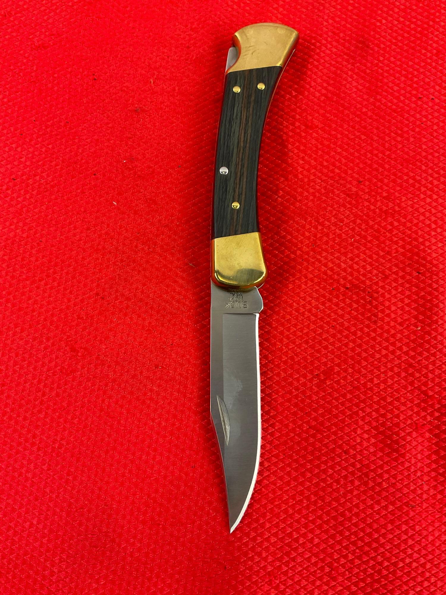 Modern Buck 3.5" Steel Folding Blade Pocket Knife Model 110+ w/ Nylon Sheath. See pics.