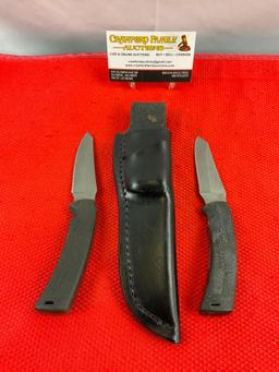 2 pcs Modern Buck 2.75" Steel Fixed Blade Hunting Knives Models 475C & 475U. See pics.