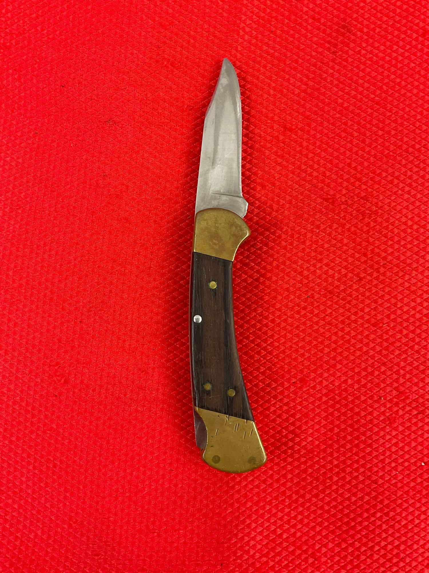 Vintage Buck 2.5" Steel Folding Blade Lockback Ranger Pocket Knife Model 112. See pics.