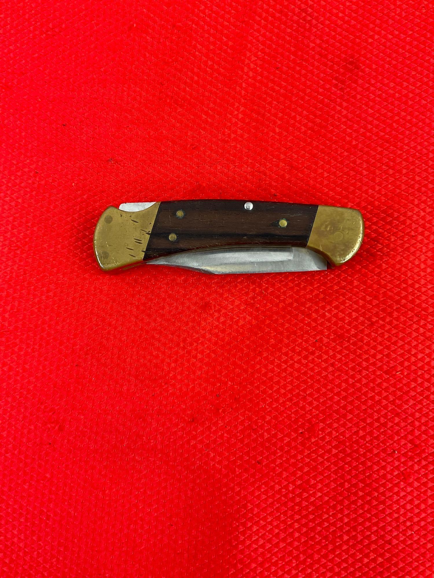 Vintage Buck 2.5" Steel Folding Blade Lockback Ranger Pocket Knife Model 112. See pics.