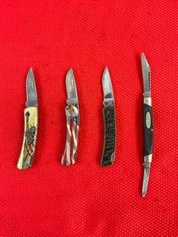4 pcs Vintage Buck Steel Folding Pocket Knives Models 525, 529 & 309. 1 Ltd Ed Signed. See pics.