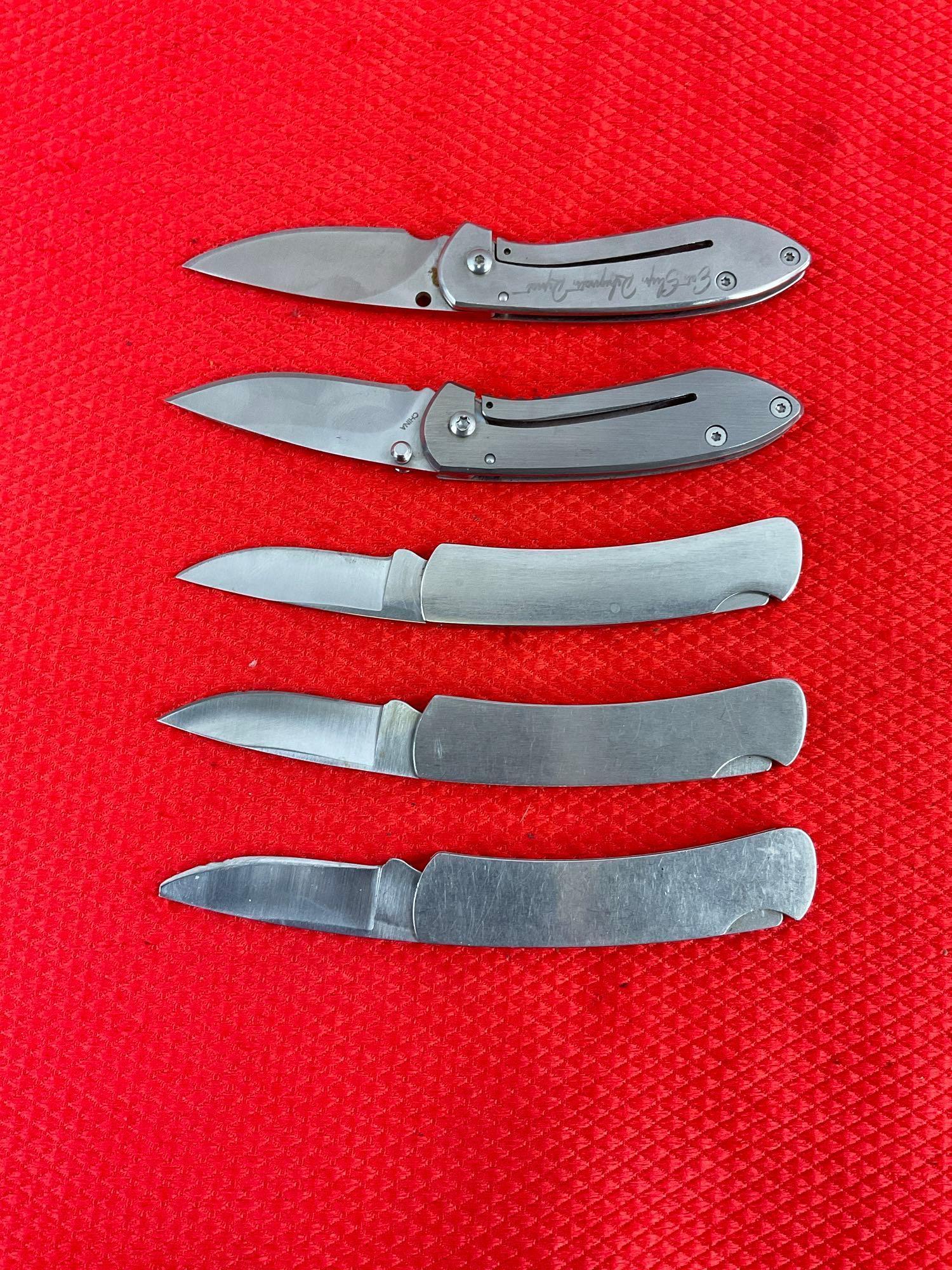 5 pcs Buck 2" Steel Folding Blade Collectible Pocket Knives Models 525 & 325. 100 Years. See pics.