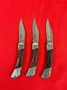 3 pcs Modern GW 3" Rostfrei Steel Folding Blade Pocket Knives Model GW10-425BPW. See pics.