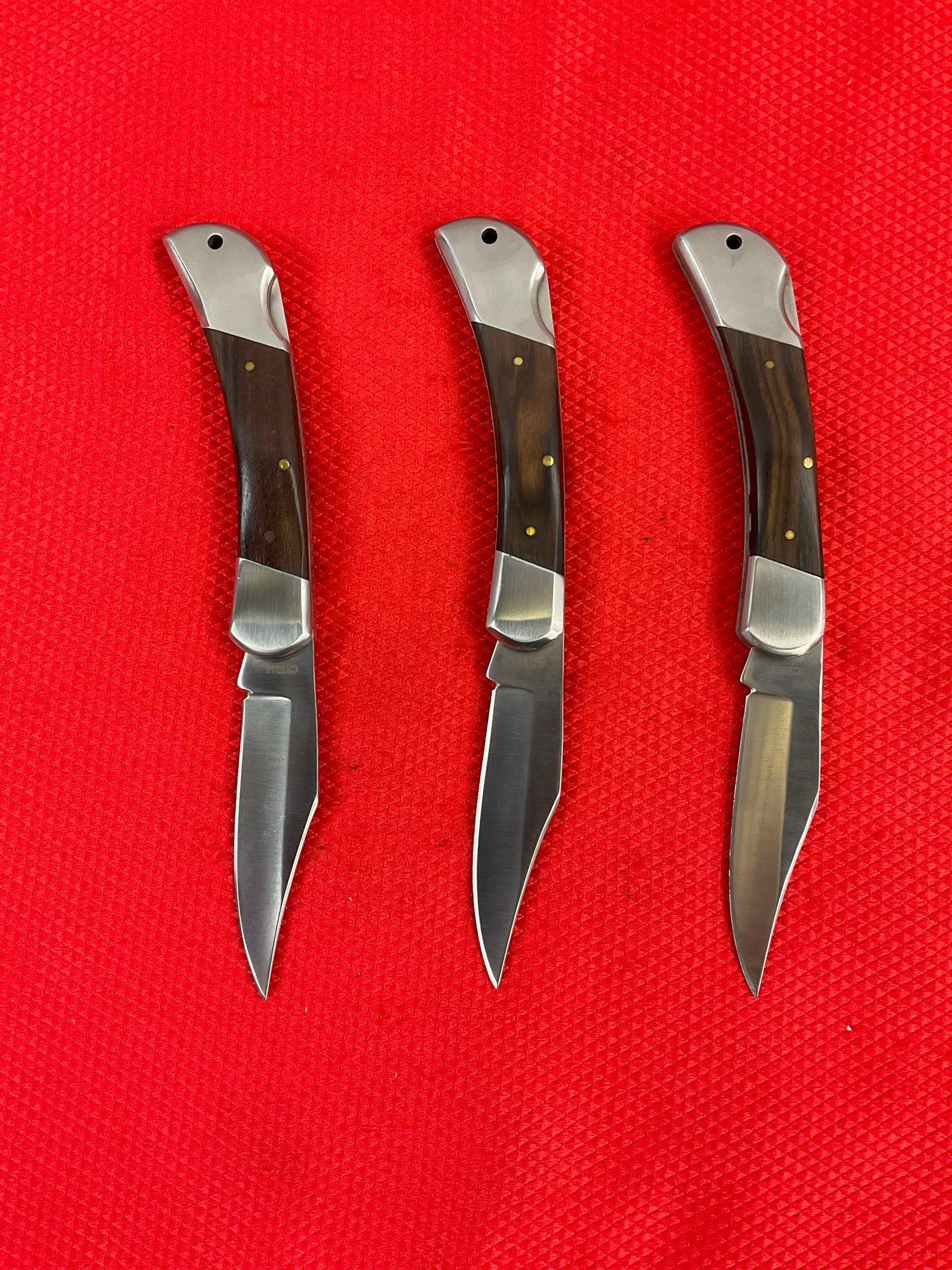 3 pcs Modern GW 3" Rostfrei Steel Folding Blade Pocket Knives Model GW10-425BPW. See pics.