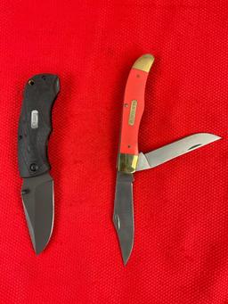 2 pcs Schrade Old Timer Steel Folding Blade Pocket Knives Models 25OTO & 2145OT. See pics.