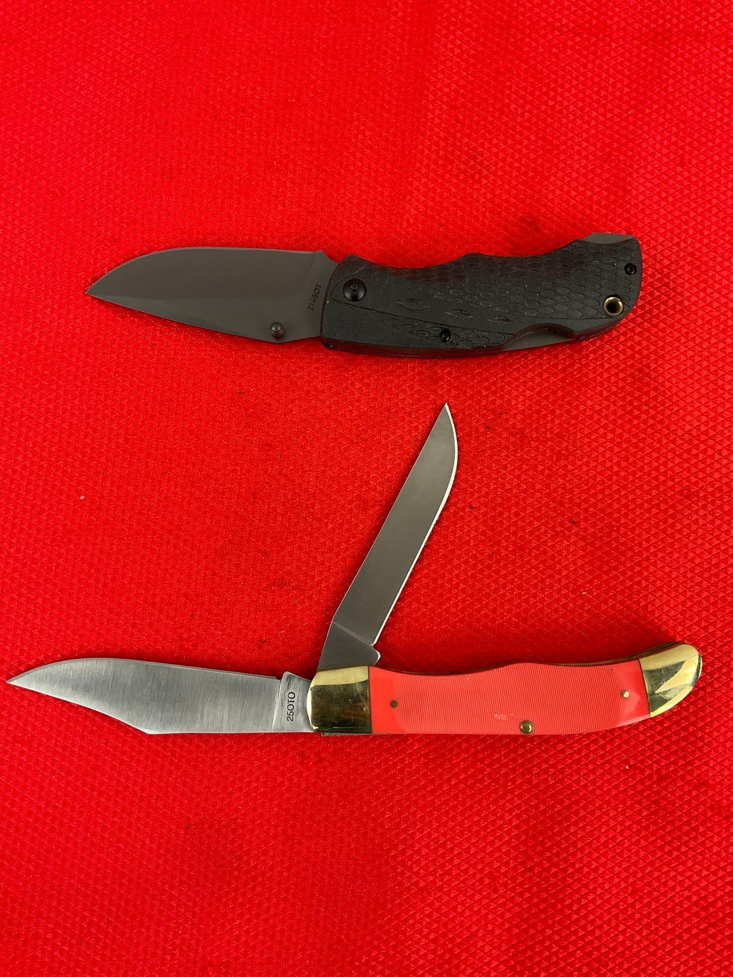 2 pcs Schrade Old Timer Steel Folding Blade Pocket Knives Models 25OTO & 2145OT. See pics.