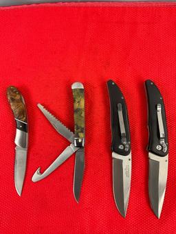 4 pcs Elk Ridge 440 Steel Folding Blade Pocket Knives Models 080D, 080W, 2 Unknown. NIB. See pics.