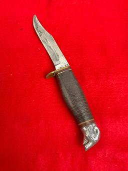 Craftsman Fixed Blade Knife With Bear Motif On Hilt - See pics - Fair to good condition