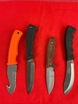 4 pcs Modern Steel Fixed Blade Hunting Knives. 1x Remington, 1x The Bone Collector, 1x Rite Edge.