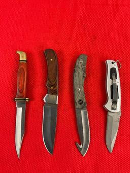 4 pcs Modern Steel Hunting Knife Assortment. 2x Rite Edge, 1x Jaguar, 1x Elk Ridge. See pics.