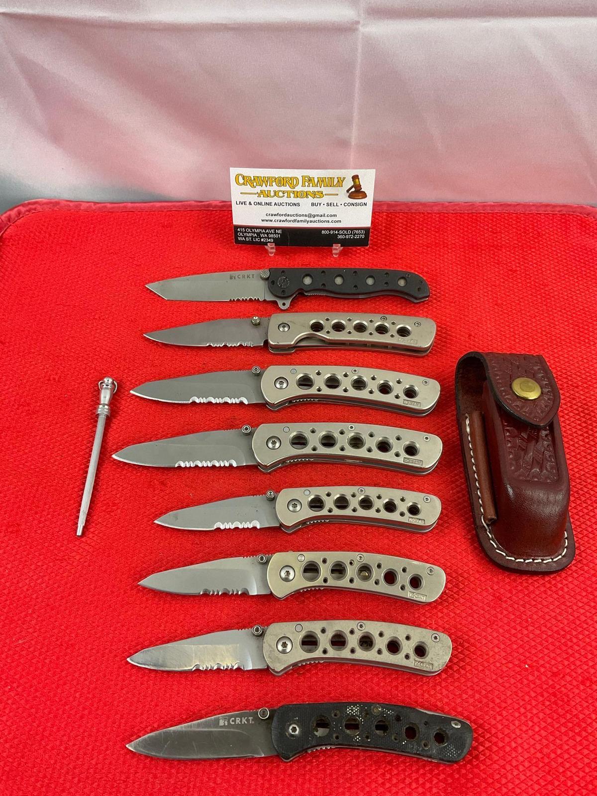 8 pcs Modern CRKT Steel Folding Tactical Pocket Knives. 1x M16-10Z, 1x 6612, 2x 6611N. See pics.