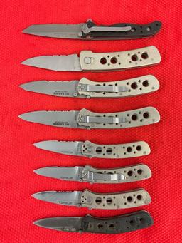 8 pcs Modern CRKT Steel Folding Tactical Pocket Knives. 1x M16-10Z, 1x 6612, 2x 6611N. See pics.