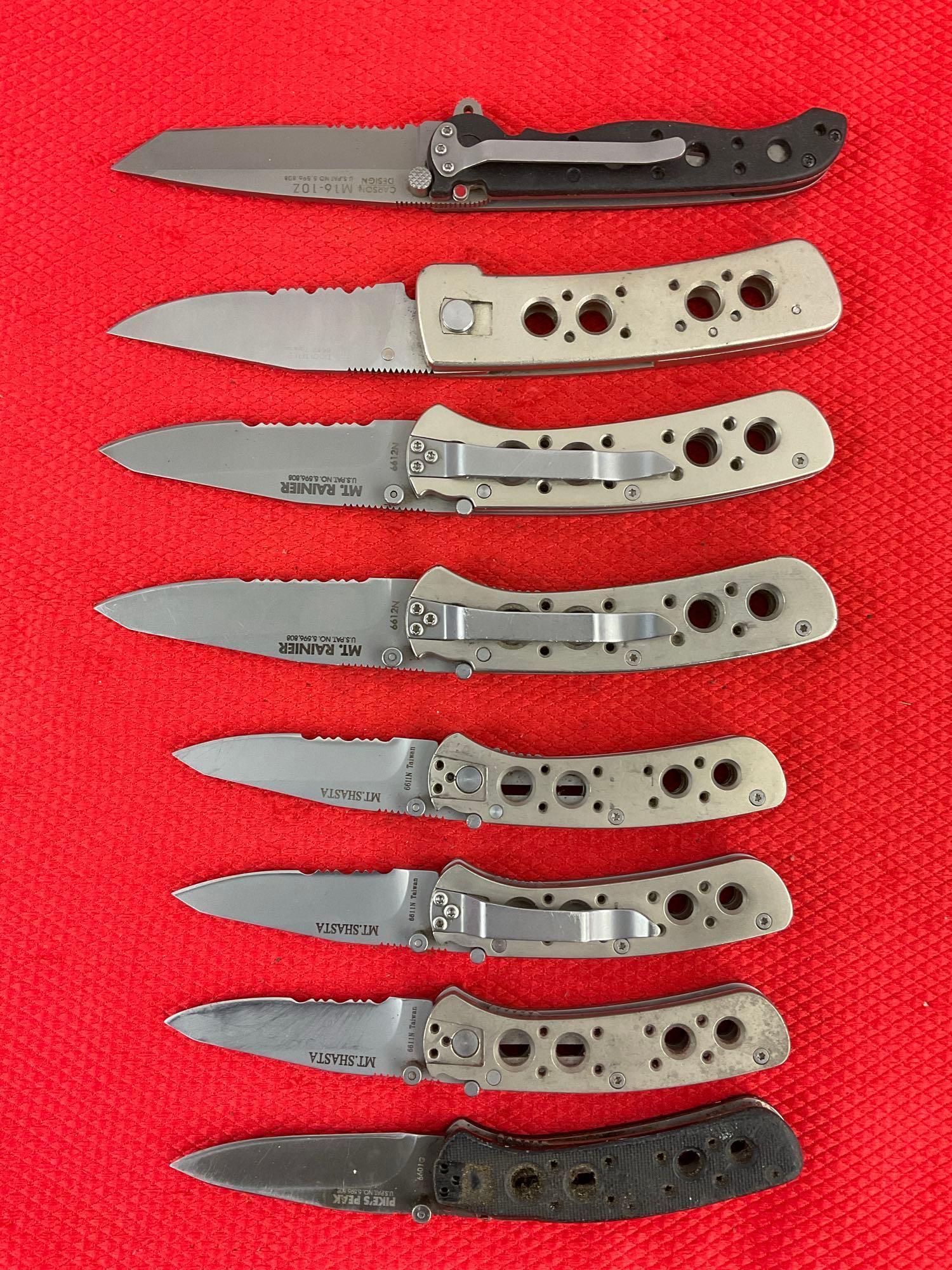 8 pcs Modern CRKT Steel Folding Tactical Pocket Knives. 1x M16-10Z, 1x 6612, 2x 6611N. See pics.