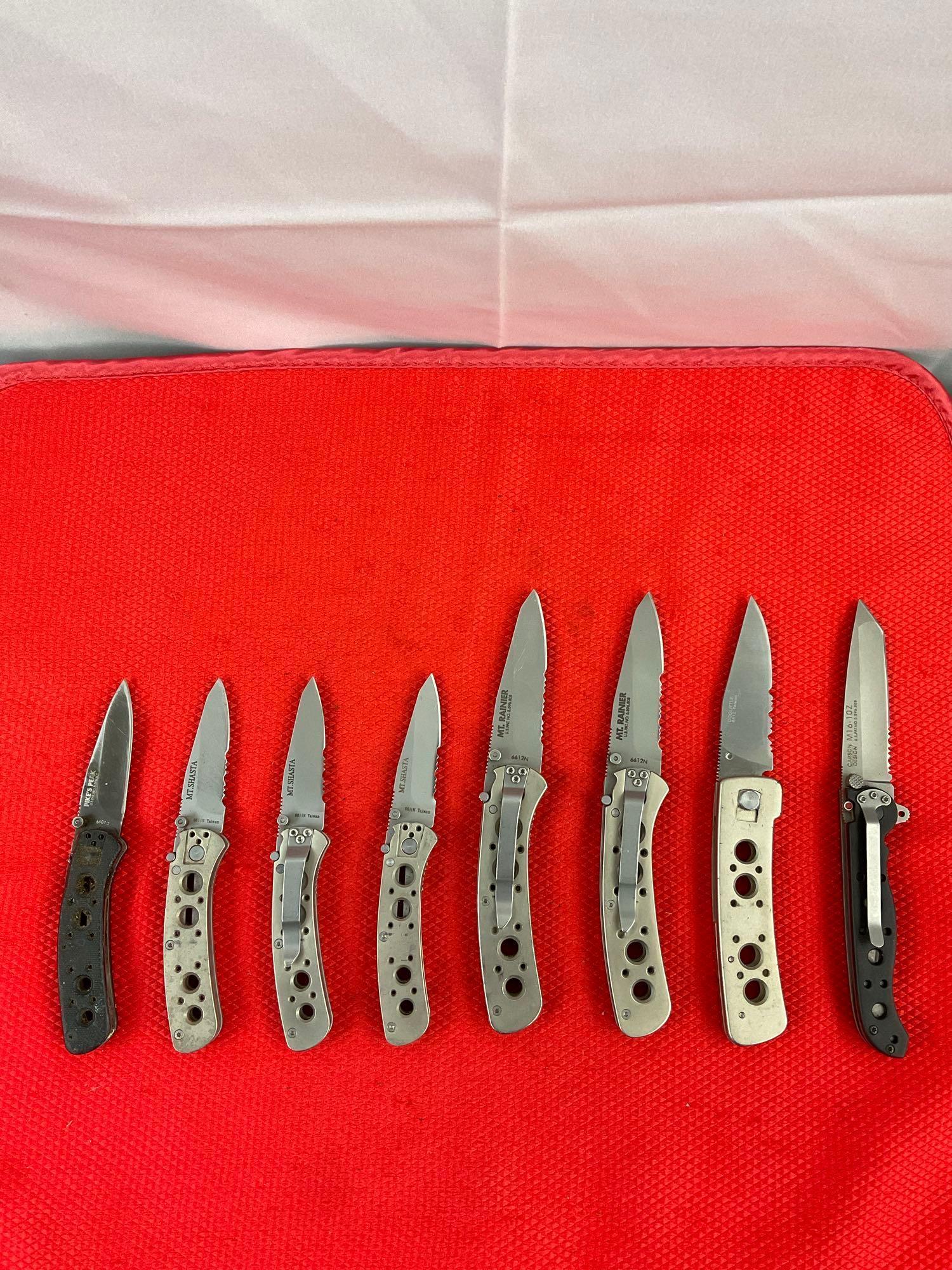 8 pcs Modern CRKT Steel Folding Tactical Pocket Knives. 1x M16-10Z, 1x 6612, 2x 6611N. See pics.