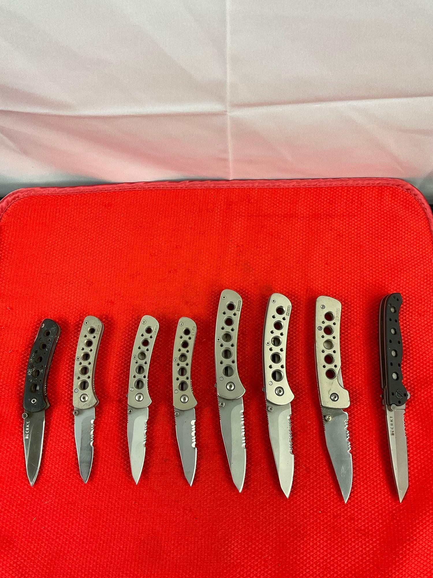 8 pcs Modern CRKT Steel Folding Tactical Pocket Knives. 1x M16-10Z, 1x 6612, 2x 6611N. See pics.