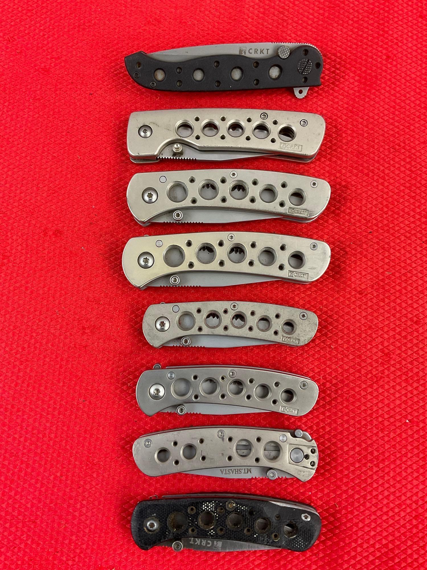 8 pcs Modern CRKT Steel Folding Tactical Pocket Knives. 1x M16-10Z, 1x 6612, 2x 6611N. See pics.