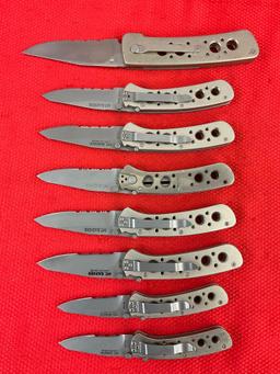 8 pcs Modern CRKT Steel Folding Tactical Pocket Knives. 1x 6613, 2x 6611N, 5x 6612N. See pics.