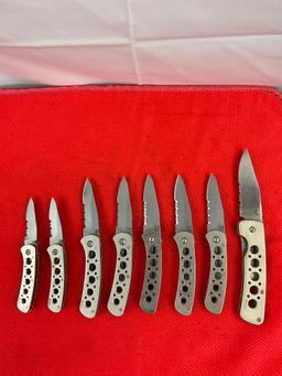 8 pcs Modern CRKT Steel Folding Tactical Pocket Knives. 1x 6613, 2x 6611N, 5x 6612N. See pics.