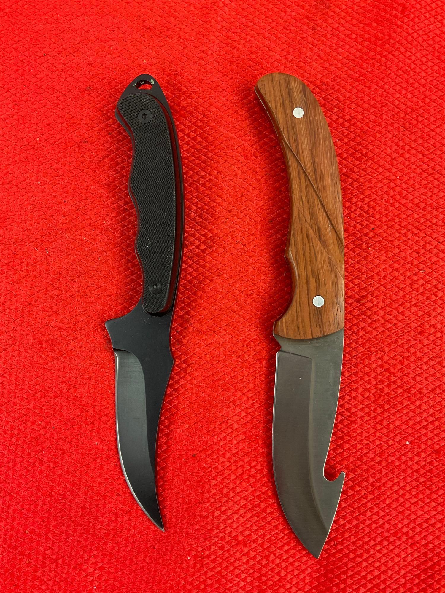 2 pcs Modern Winchester Steel Fixed Blade Hunting Knives w/ Sheathes. 1x 22-09447. See pics.