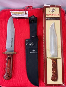 Modern Winchester 8.75" Steel Fixed Blade Bowie Knife Model 01206 w/ Sheath. NIB. See pics.