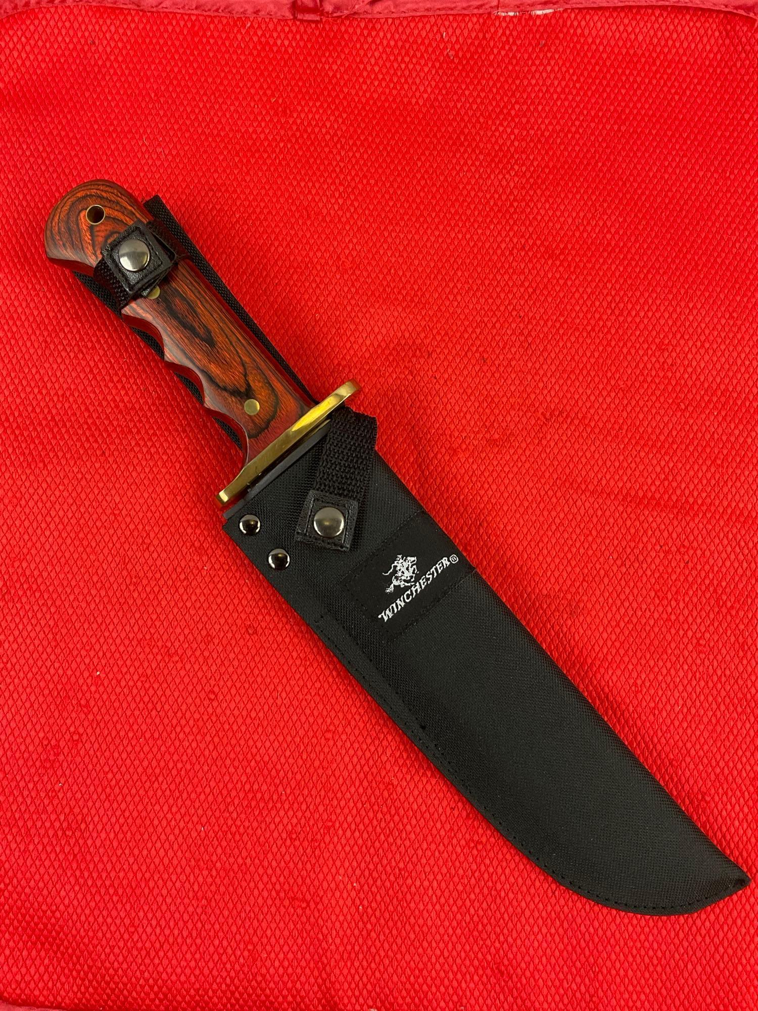 Modern Winchester 8.75" Steel Fixed Blade Bowie Knife Model 01206 w/ Sheath. NIB. See pics.