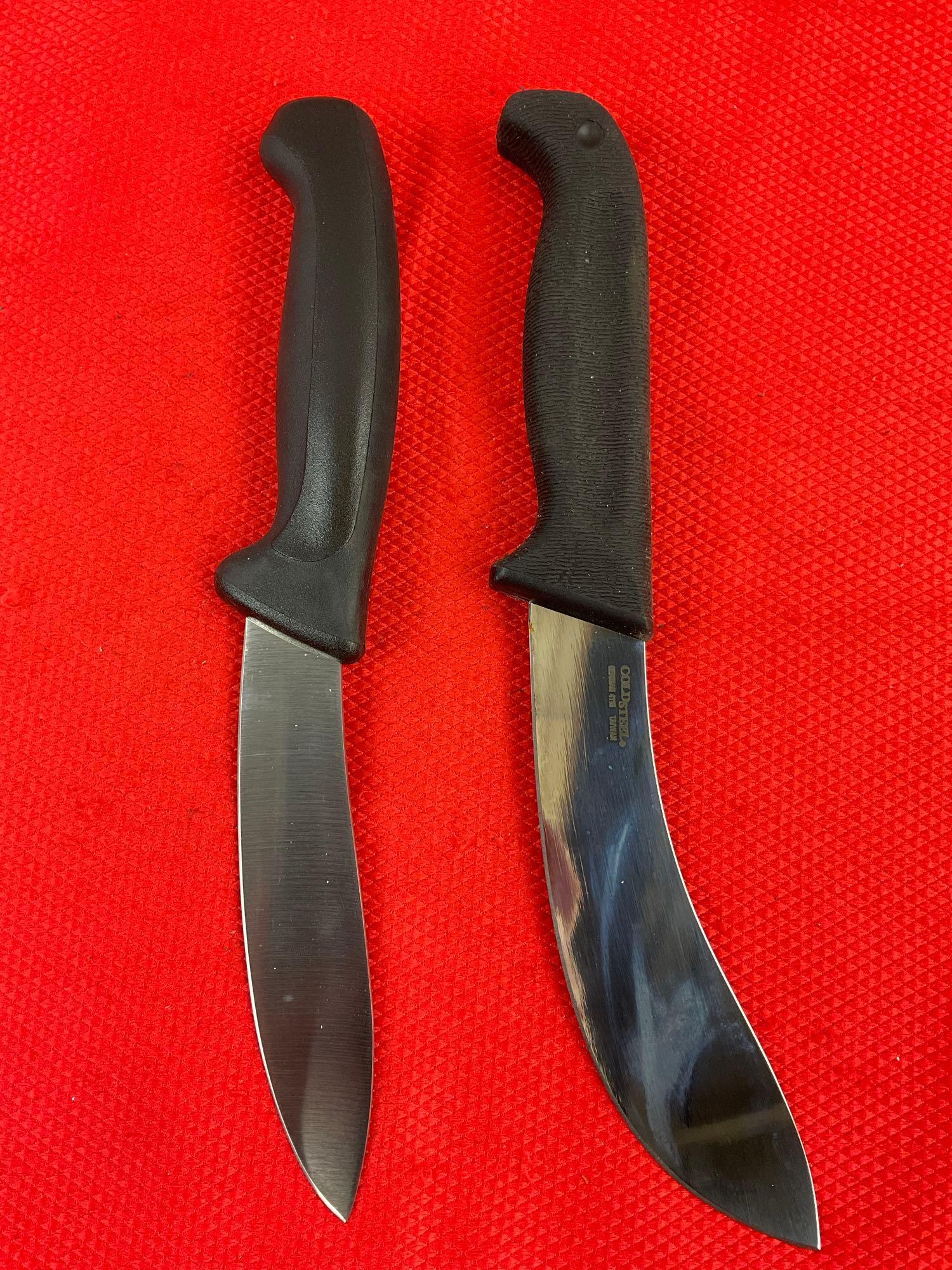 2 pcs Modern Steel Fixed Blade Knives. 1x Cold Steel 20VBSKZ, 1x Mundial MA49-5. See pics.