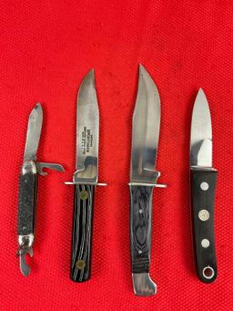 4 pcs Steel Knife Assortment. 1x Cobra Imperator 3.5, 1x Outdoor Sportsman, 1x The Heal. See pics.