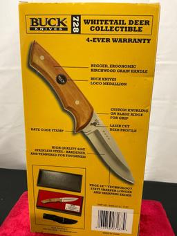 Buck Knives 728 Whitetail Deer Collectible Fixed Blade Knife With Sheath & Presentation Case