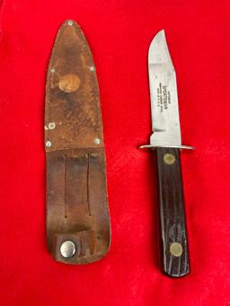 Outdoor Sportsman USA Carbon Steel Fixed Blade Knife w/ Leather Sheath & a 5" Blade - See pics