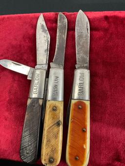 Trio of Barlow Folding Mini Trapper Knives, 2x by Imperial, 1x by American Knife Co.