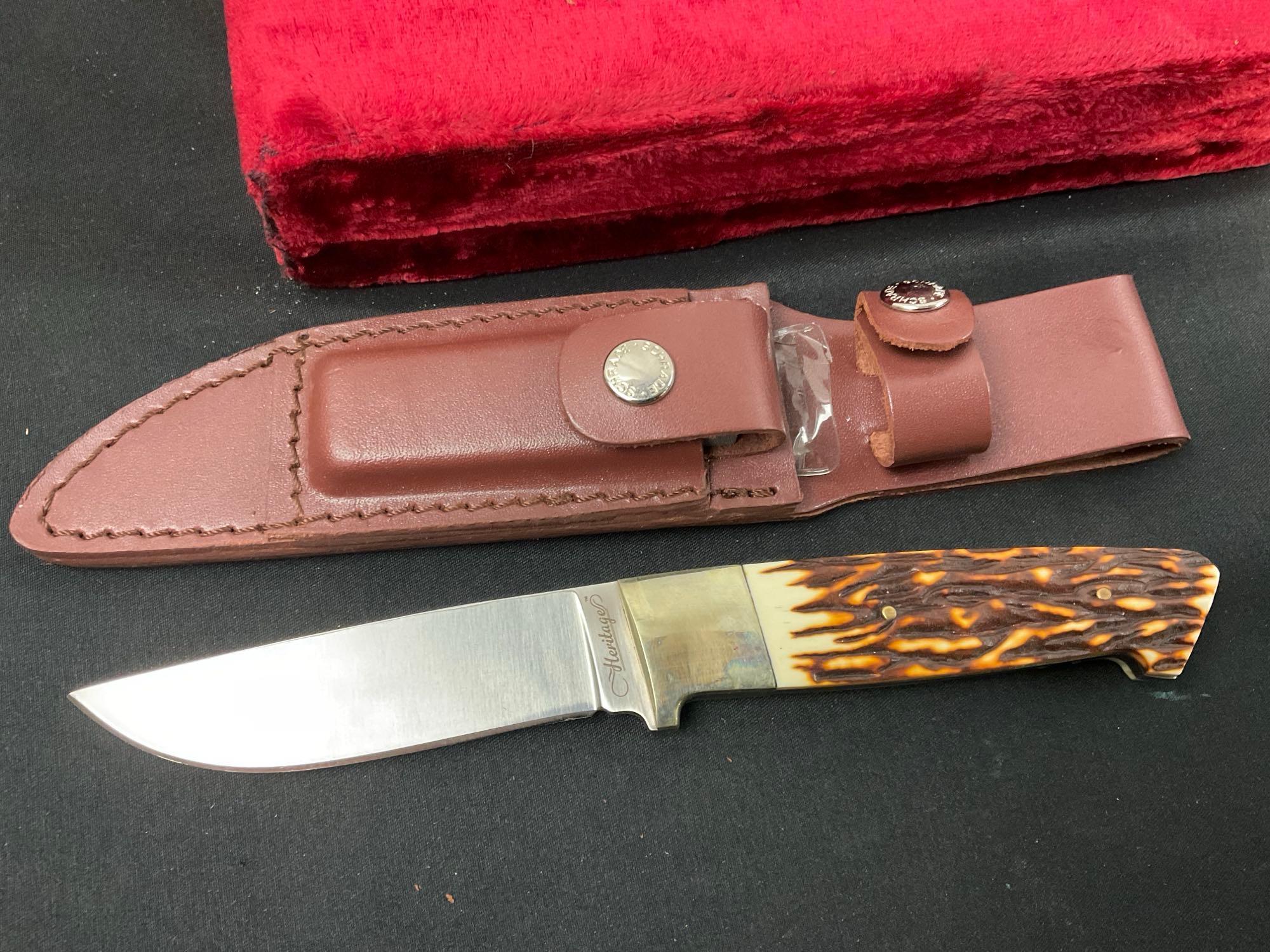 Vintage Fixed Blade Knives, Schrade-Walden 147 Hunters Companion & Schrade Heritage w/ Sheaths