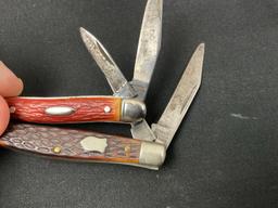 5x Schrade Folding Pocket Knives, Models 2x 108OT, 18OT, 834 & 1 Imperial Prov R.I. USA Knife