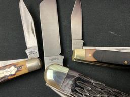 Trio of Schrade Folding Pocket Knives, Old Timer 34OT, Uncle Henry 834UH, Schrade 735RPB