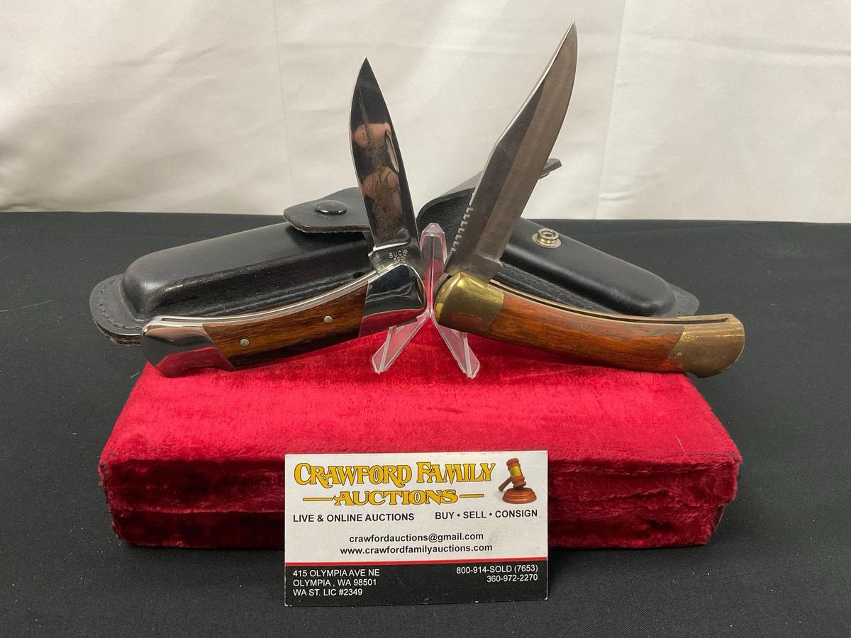Pair of Folding Pocket Knives, Buck 500 Engraved blade LE #d 1822/2000 & Pakistani Buck Clone