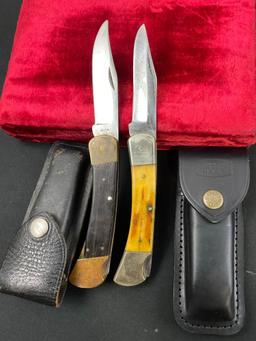 Pair of Vintage Folding Pocket Knives, Buck 110 & Sears Craftsman 95148 w/ etched Eagle blade