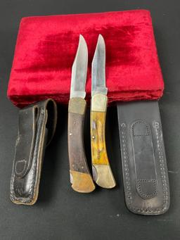 Pair of Vintage Folding Pocket Knives, Buck 110 & Sears Craftsman 95148 w/ etched Eagle blade