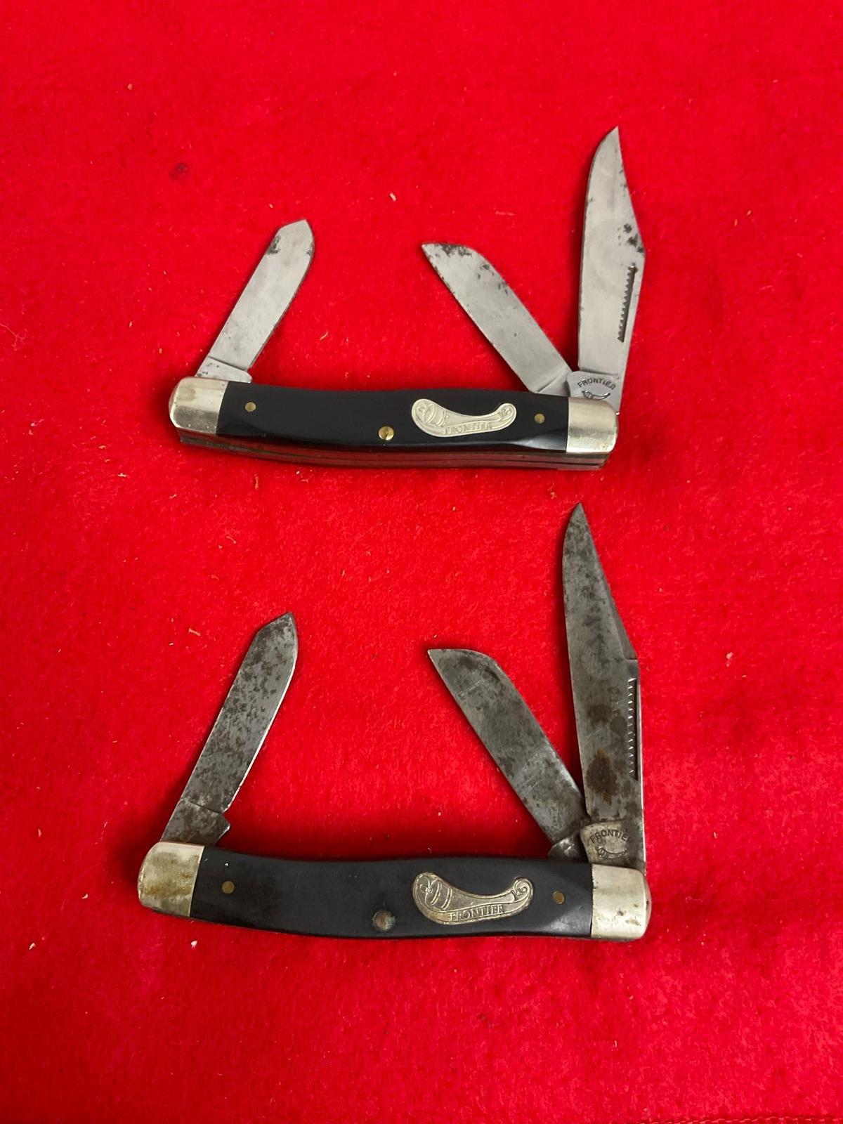 Pair of Frontier 3 Bladed Folding Pocket Knives - See pics