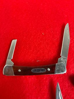 4x Buck Folding Pocket Knives 1x Single Blade 2x Dual Blade 1x Triple Blade Numbered 705,709,703,...