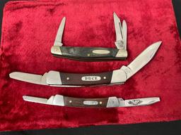 Trio of Vintage Buck Folding Pocket Knives, 1x 303 Cadet, 1x 703 Colt, 1x 705 Pony