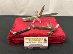 4x Folding Knives, Schrade Walden 298, Schrade Uncle Henry & Old Timer, Coast Double Blade