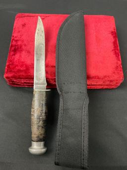 Vintage Case Military Combat Fixed Blade Knife w/ nylon sheath