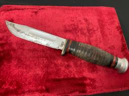 Rare Vintage Case Fixed Blade Knife, banded leather handle