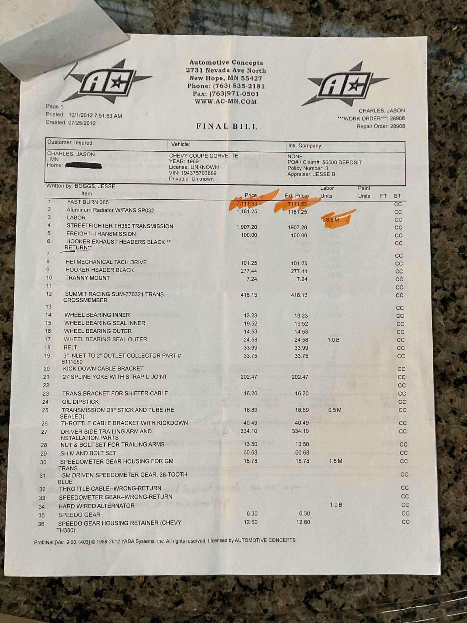 1969 Corvette Stingray w/ Crate Gm 350/385 High performance Fast Burner & Street fighter TH350 Tran