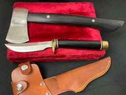 NIB Marbles Belt Axe & Knife no. 171 Set, Leather Sheath