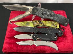 5x Folding Pocket Knives, Remington Knife & Saw, 2x Winchester, Craftsman 985238 & Camouflage Knife